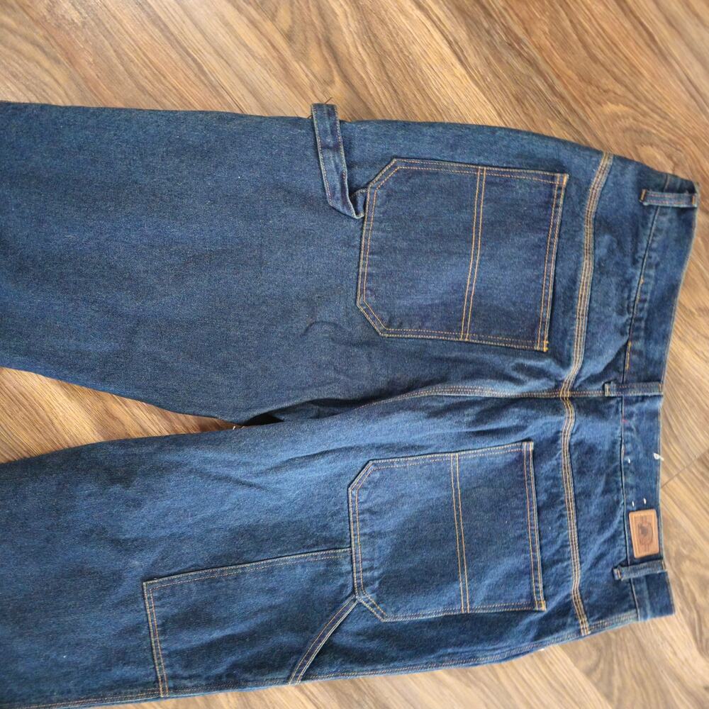 Boston Trader Carpenter Flannel Lined Blue Jeans Tag 40x30 Insulated - Picture 5 of 12